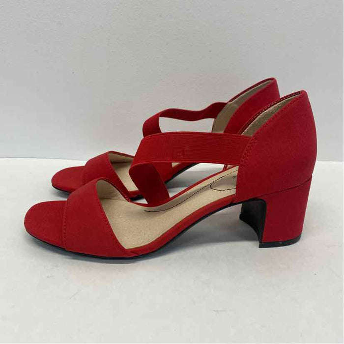 Life Stride Size 7.5 Women's Red Solid Strappy Heels