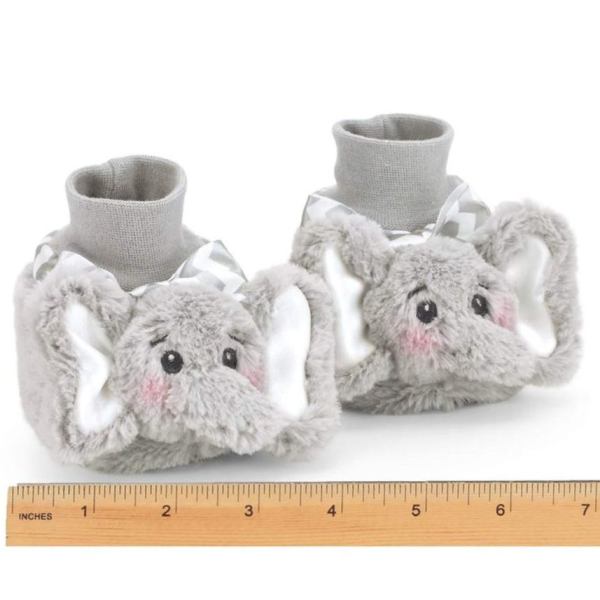 Lil' Spout Gray Elephant Sock Top Slipper Booties Measuring Horizontally