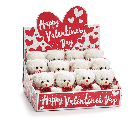 Little White Bear with Red Stitched Nose 12 Pack