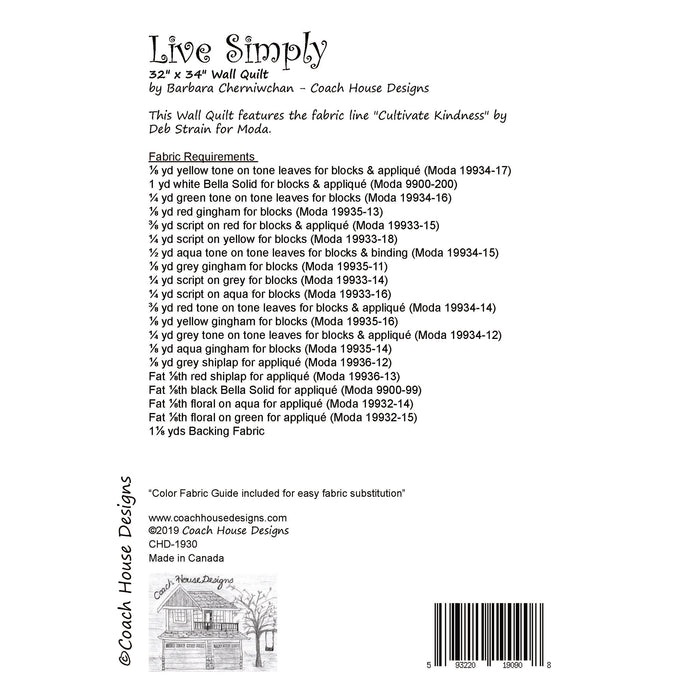 Live Simply Quilt Pattern