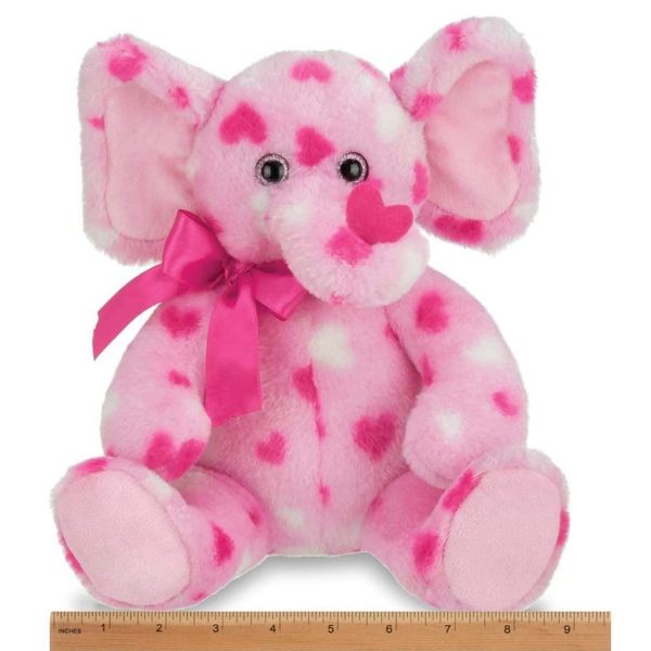 Manny Hugs Plush Stuffed Animal Elephant with Hearts Measuring Horizontally