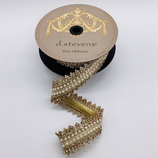 metallic jewel pearl countess trim, gold