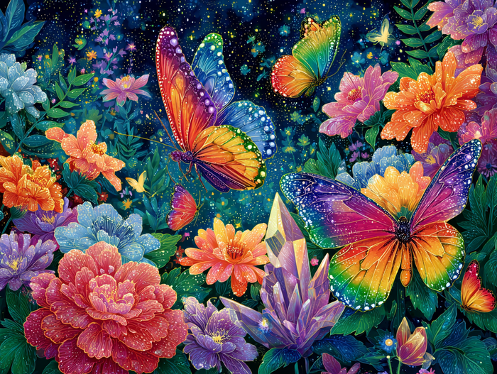 Midnight Garden of Butterflies Diamond Painting Kit-40x30cm (16x12 in)-Heartful Diamonds