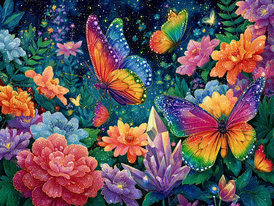 Midnight Garden of Butterflies Diamond Painting Kit-40x30cm (16x12 in)-Heartful Diamonds