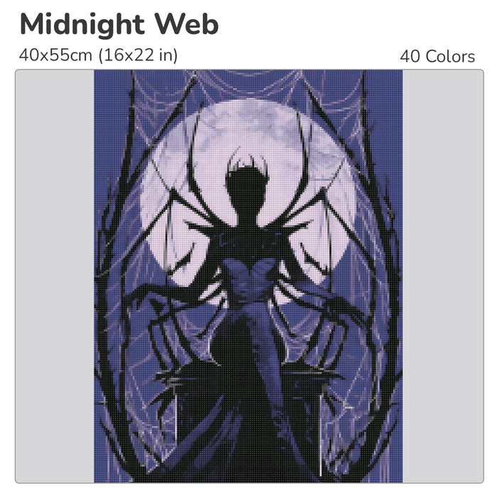 Midnight Web Diamond Painting Kit-40x55cm (16x22 in)-Heartful Diamonds
