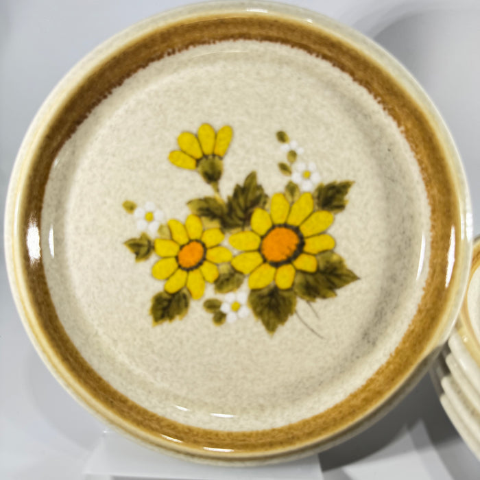 Mikasa Stone Manor Melissa F5811 Salad Plates Set of 5, Vintage Japan Stoneware Dessert Plates, Yellow Floral Discontinued