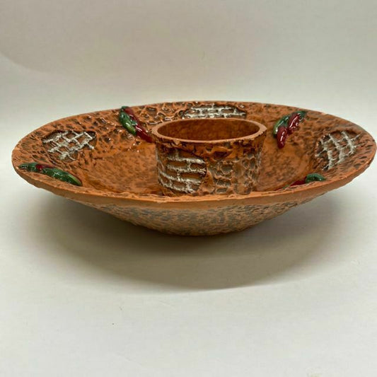 Milagro Original Terracotta- Mult Clay Pottery Chips & Dip Bowl
