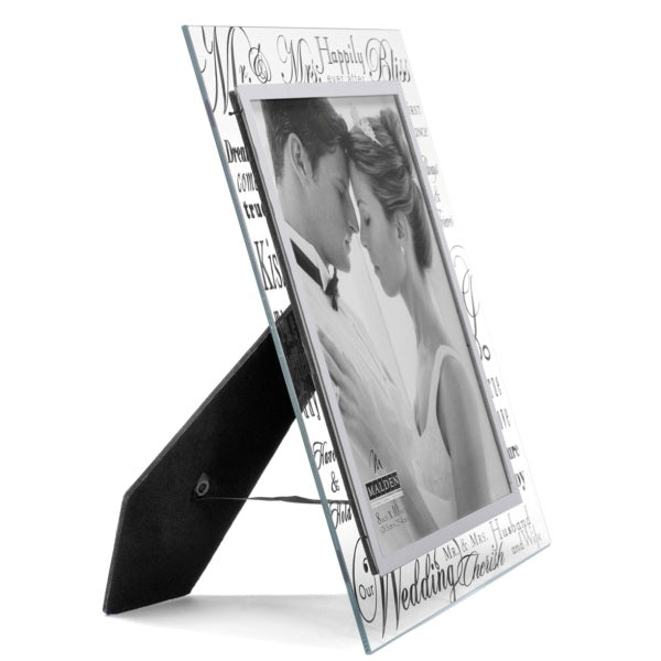 Mr. & Mrs. Metallic Glass 8x10 Picture Frame Side