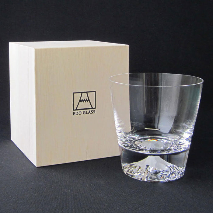 Mt.Fuji Glass, Rock Glass (with a wooden box)