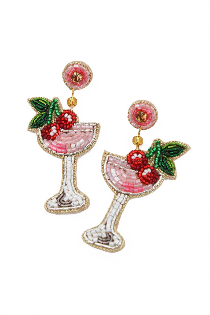 My Doris CHERRY MARTINI COCKTAIL EARRINGS - Precious Sparkle