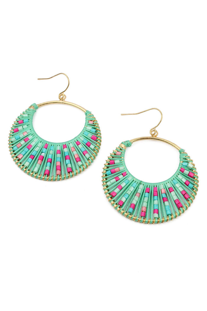 My Doris TURQUOISE THREAD AND PINK ROUND EARRINGS - Precious Sparkle