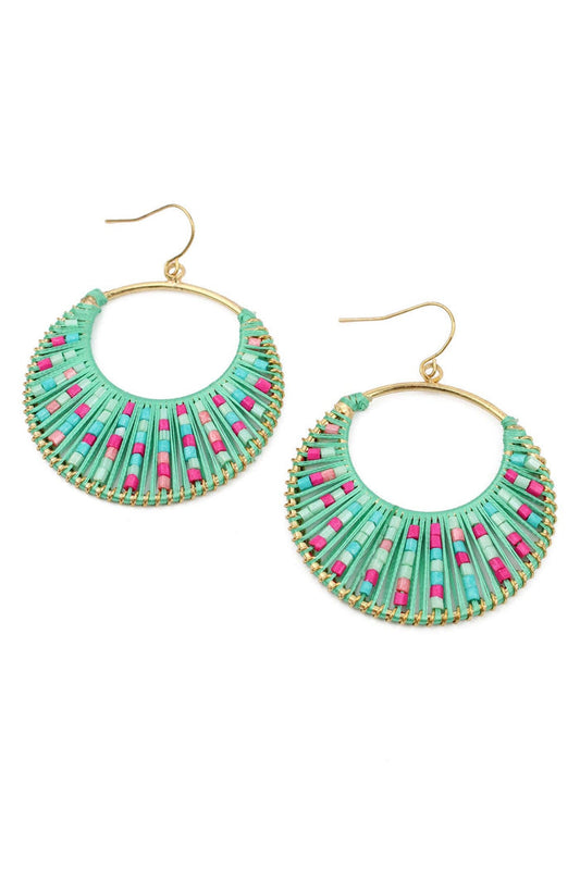 My Doris TURQUOISE THREAD AND PINK ROUND EARRINGS - Precious Sparkle