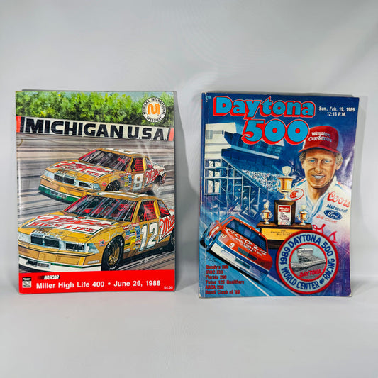 NASCAR Program Bundle (2) — 1988 Miller High Life 400 (MIS) + 1989 Daytona 500 Program w/ Patch