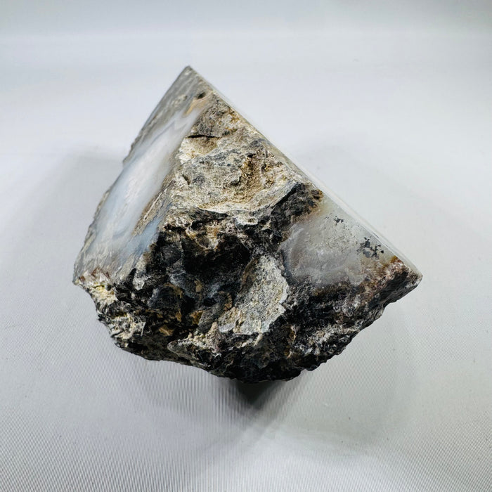 Natural Banded Agate Specimen, Polished Face, Hand-Sized Collector Piece