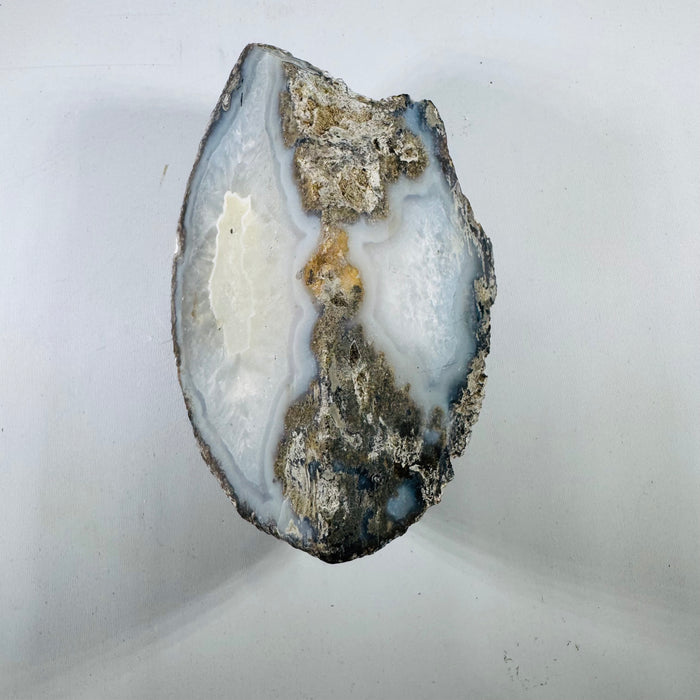Natural Banded Agate Specimen, Polished Face, Hand-Sized Collector Piece