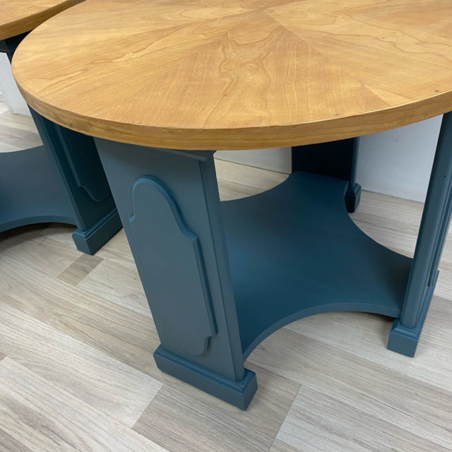 Natural Teal Wood Side Table