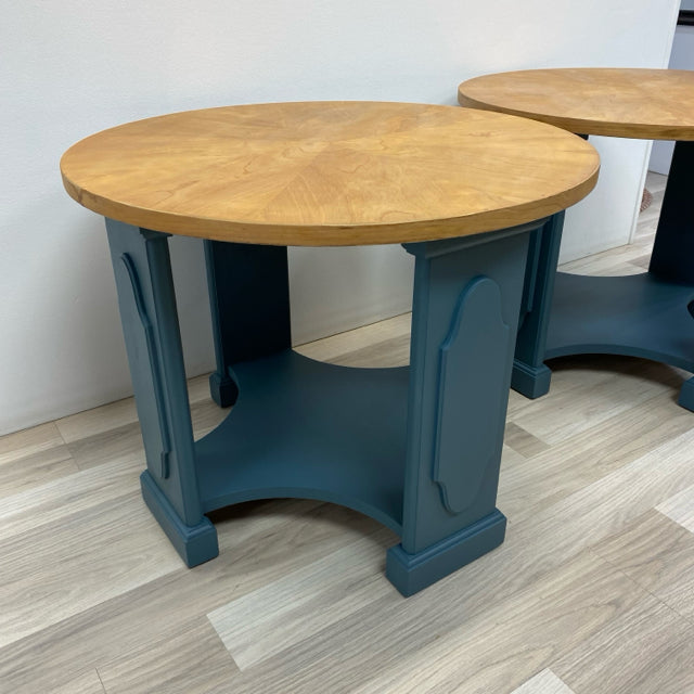 Natural Teal Wood Side Table