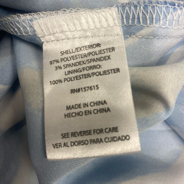 Nicole Miller Size 10-M Women's Blue-White Abstract One Shoulder Maxi Dress