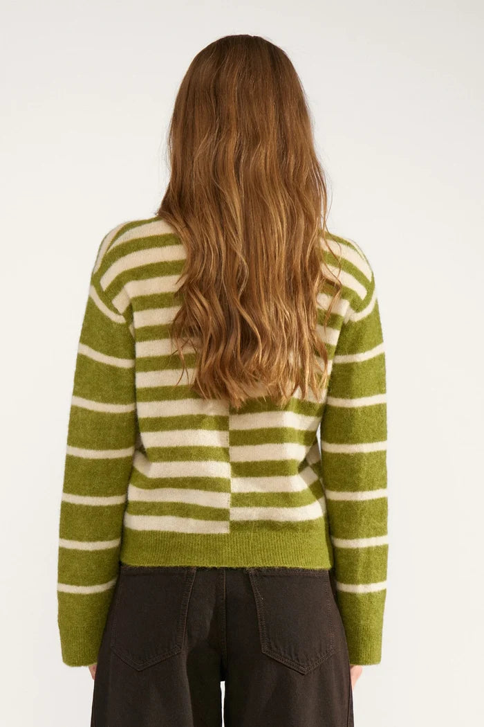 Numph Nuriette Block Stripe Pullover - Calla Green - Precious Sparkle