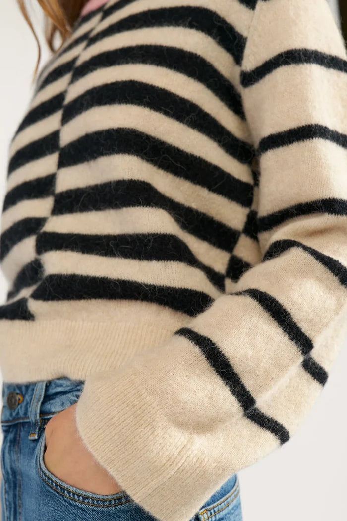 Numph Nuriette Block Stripe Pullover - Caviar - Precious Sparkle