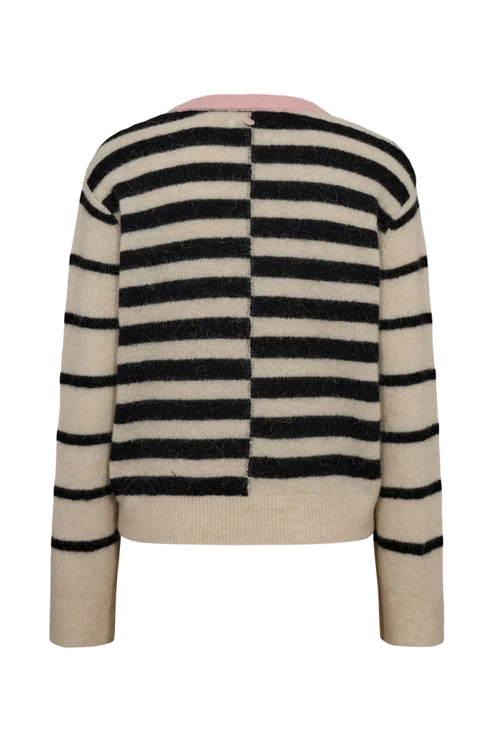 Numph Nuriette Block Stripe Pullover - Caviar - Precious Sparkle