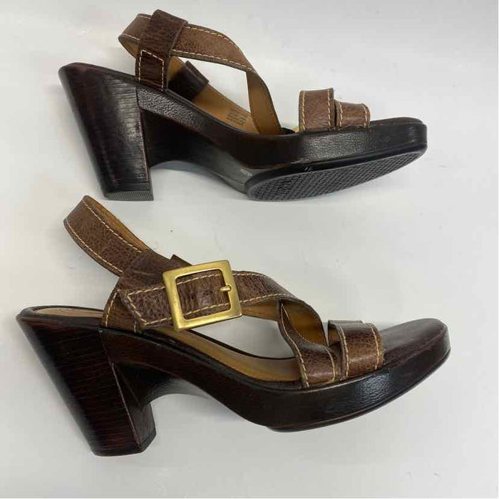 Nurture Size 9 Women's Brown Stitches Heel Sandals