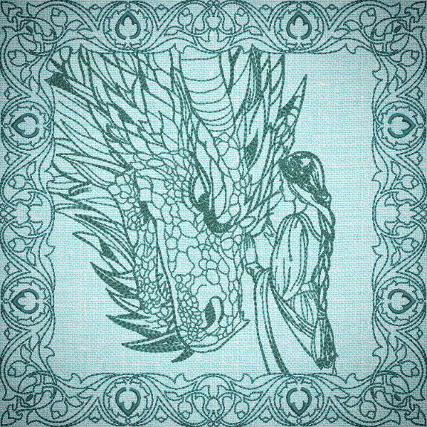 Once Upon A Time Quilt Square - Princess and Dragon
