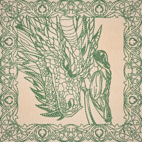 Once Upon A Time Quilt Square - Princess and Dragon