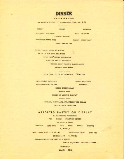 specials at La Quinta 1960