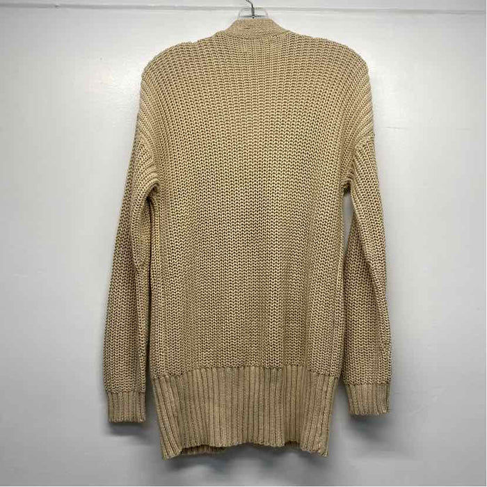 Paneros Size M Women's Tan Solid Button Up Sweater