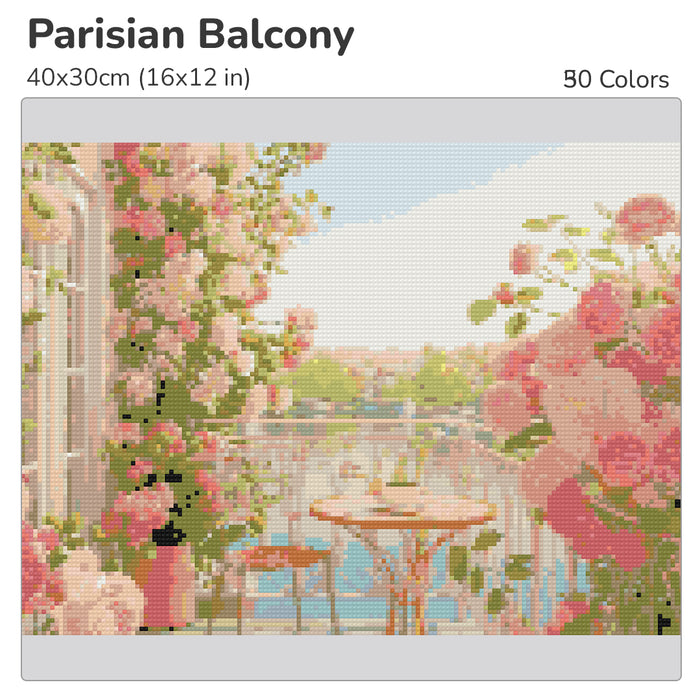 Parisian Balcony Diamond Painting Kit-40x30cm (16x12 in)-Heartful Diamonds
