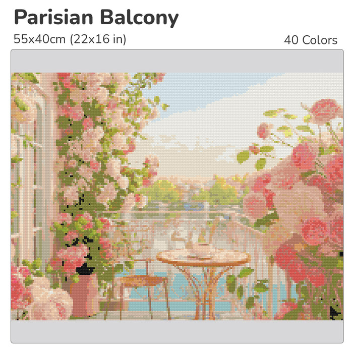 Parisian Balcony Diamond Painting Kit-55x40cm (22x16 in)-Heartful Diamonds