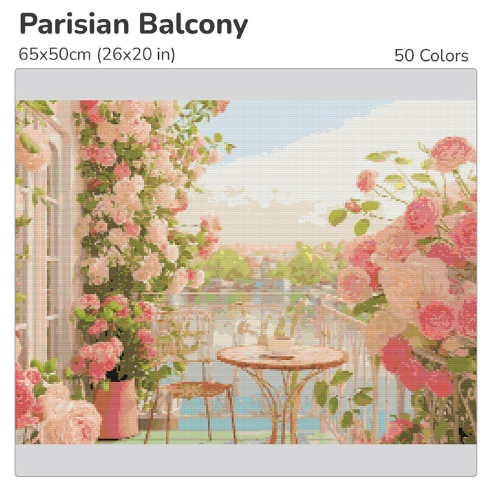 Parisian Balcony Diamond Painting Kit-55x40cm (22x16 in)-Heartful Diamonds