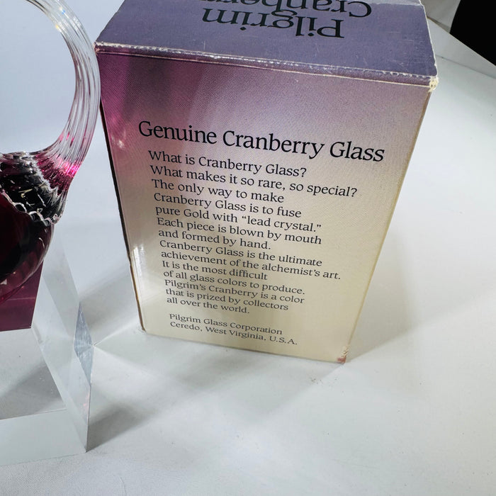 Pilgrim Cranberry Glass Mini Pitcher Atlanta Swirl Hand Blown Art Glass with Original Box