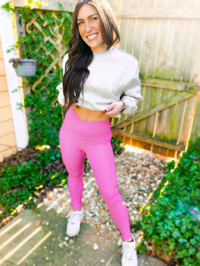 Pink Max Sculpt Diagonal Ribbed Leggings Women > Pants > Leggings Blakely Designs