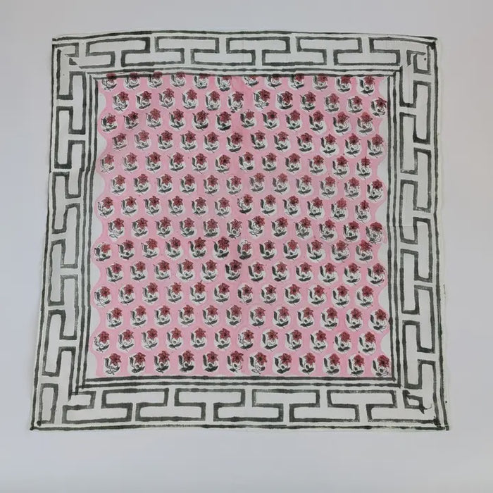 Pink & Red Buta Block Print Bandana Square Scarf - Precious Sparkle