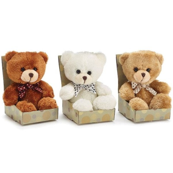 Plush Beige Rust White Bears with gift boxes