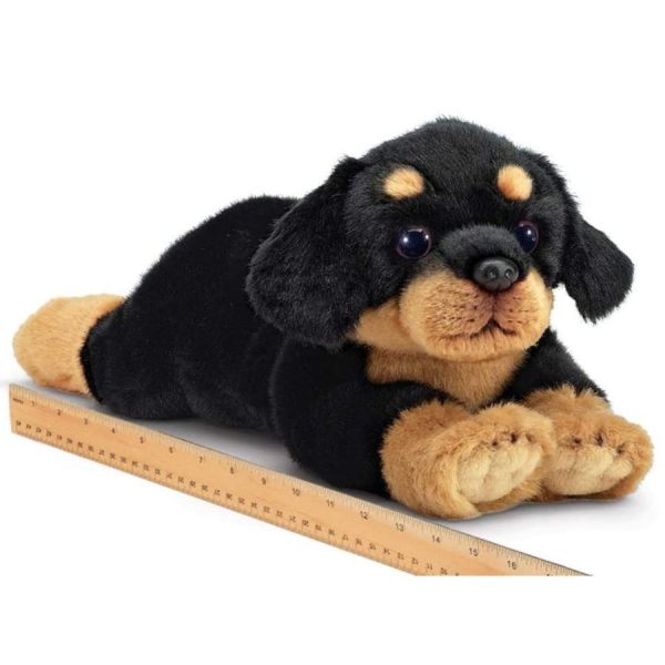 Plush Stuffed Animal Rottweiler Dog Gunner Measuring Horizontally