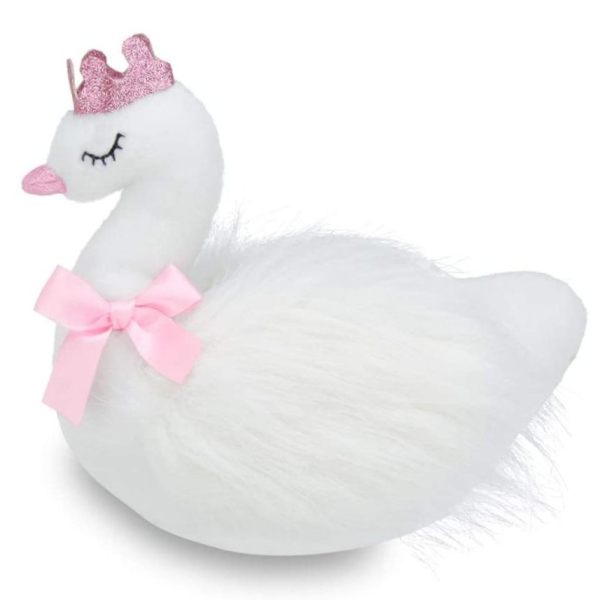Princess Grace Plush Stuffed Swan with Crown Side