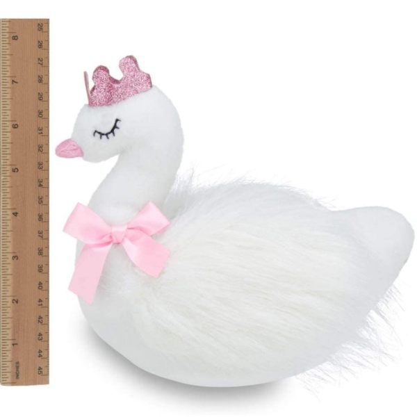 Princess Grace Plush Stuffed Swan with Crown Measuring Vertical