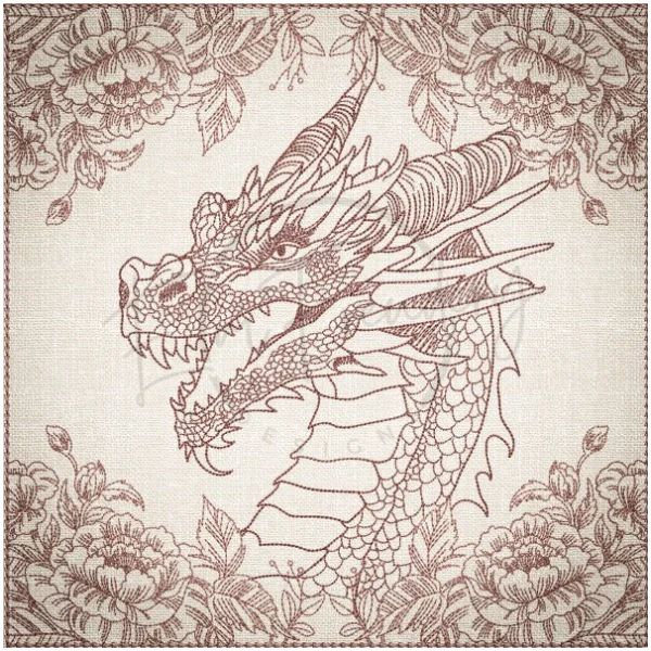 Quilt Square - Dragon Selfie Portrait 1 9.97 X 10.00 (253.2mm X 254mm)