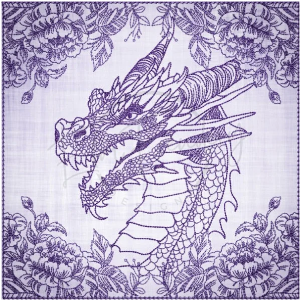 Quilt Square - Dragon Selfie Portrait 1 7.77 X 7.80 (197.4mm X 198.1mm)