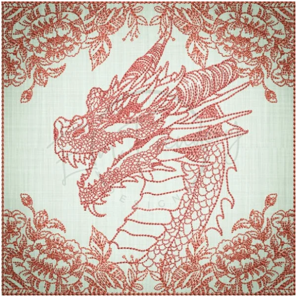 Quilt Square - Dragon Selfie Portrait 1 6.08 X 6.10 (154.8mm X 154.9mm)