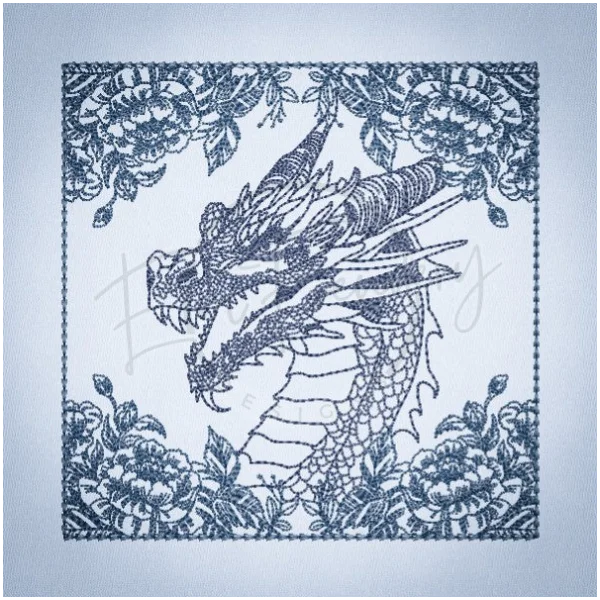 Quilt Square - Dragon Selfie Portrait 1 5.03 X 5.02 (127.8mm X 127.5mm)