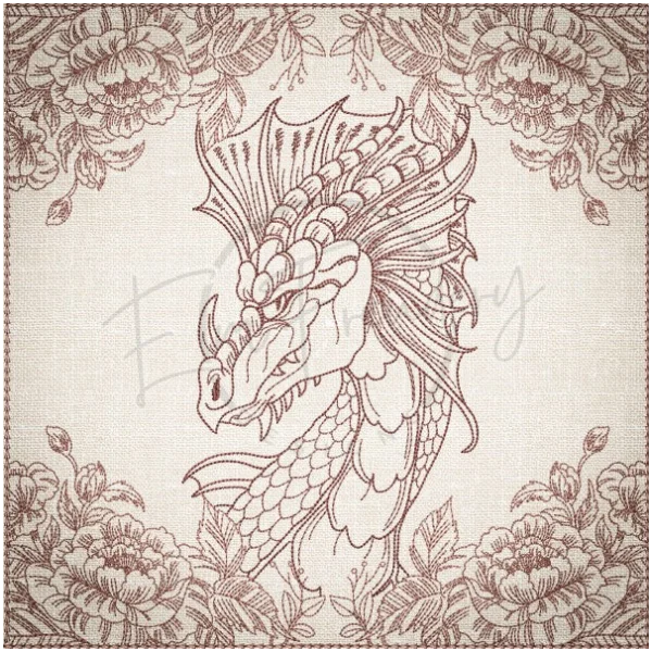 Quilt Square - Dragon Selfie Portrait 2 9.97 X 10.00 (253.2mm X 254mm)