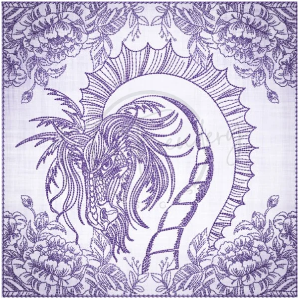 Quilt Square - Dragon Selfie Portrait 3 7.77 X 7.80 (197.4mm X 198.1mm)