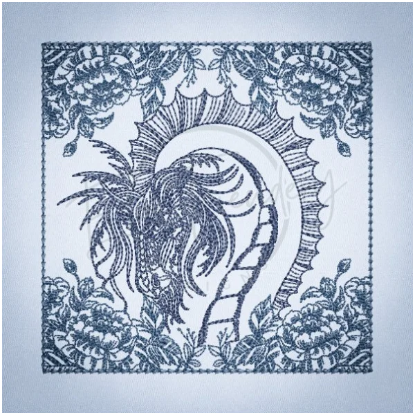 Quilt Square - Dragon Selfie Portrait 3 5.03 X 5.02 127.8mm X 127.5mm)