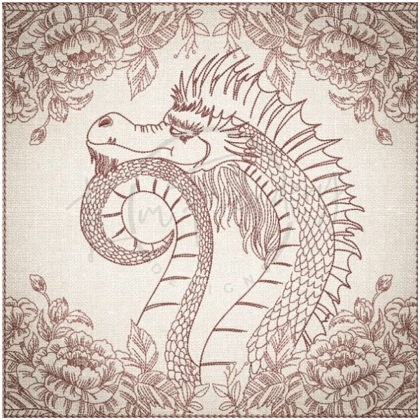 Quilt Square - Dragon Selfie Portrait 5 9.97 X 10.00 (253.2mm X 254mm)