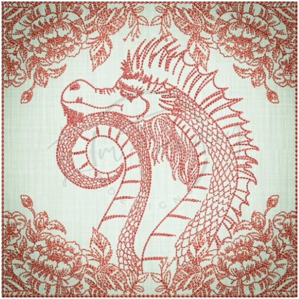 Quilt Square - Dragon Selfie Portrait 5 6.08 X 6.10 (154.8mm X 154.9mm)