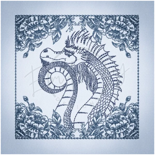 Quilt Square - Dragon Selfie Portrait 5 5.03 X 5.02 (127.8mm X 127.5mm)